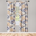 thumbnail image 1 of Floral Window Curtains, Romantic Rose Drawing With Leaves Vintage Design Blooming Repetition, Lightweight Decor 2-Panel Set with Rod Pocket, Pair of - 28"x84", Indigo Cream and Ivory, by Ambesonne, 1 of 3