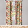 thumbnail image 1 of Floral Window Curtains, Rustic Summer Vibes Pattern of Coneflowers Botanical Themed Print, Lightweight Decor 2-Panel Set with Rod Pocket, Pair of - 28"x63", Coral Pale Orange and Green, by Ambesonne, 1 of 3