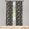thumbnail image 1 of Floral Window Curtains, Summer Meadow Themed Flower Blossoms on Dark Backdrop Botanical Pattern, Lightweight Decor 2-Panel Set with Rod Pocket, Pair of - 28"x63", Mustard Grey and Black, by Ambesonne, 1 of 3