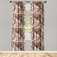 thumbnail image 1 of Floral Window Curtains, Vintage Graphic Flourishes Pattern of Roses Leaves and Peony Print, Lightweight Decor 2-Panel Set with Rod Pocket, Pair of - 28"x95", Cinnamon Brown and Pale Ruby, by Ambesonne, 1 of 3