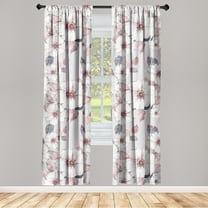 Floral Window Curtains, Watercolor Delicate Dusty Pink Detailed Flowers on Pastel Mauve Backdrop, Lightweight Decor 2-Panel Set with Rod Pocket, Pair of - 28"x63", Blue Grey and Coral, by Ambesonne