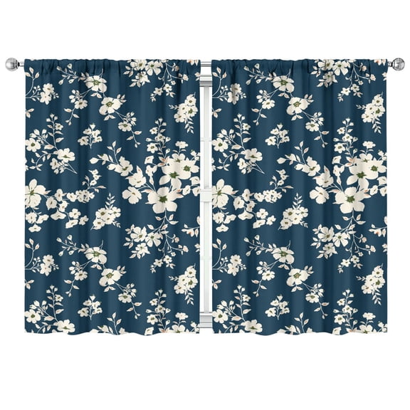 Floral Window Drapes 42x63 Inch 2 Panels Rod Pocket Blackout Curtains for Bedroom and Subtle Pattern