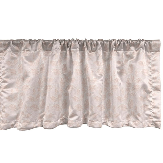 Floral Window Valance, Garden Art Inspired Rising Leaves With Branch on Blushy Backdrop Lattice Like, Curtain Valance for Kitchen Bedroom with Rod Pocket, 54" X 18", Pale Pink White, by Ambesonne