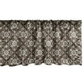 thumbnail image 1 of Floral Window Valance, Oriental Vibes Damask Style Illustrated Blossom Pattern on Vintage Brown Tone Back, Curtain Valance for Kitchen Bedroom with Rod Pocket, 54" X 18", Umber Ivory, by Ambesonne, 1 of 2