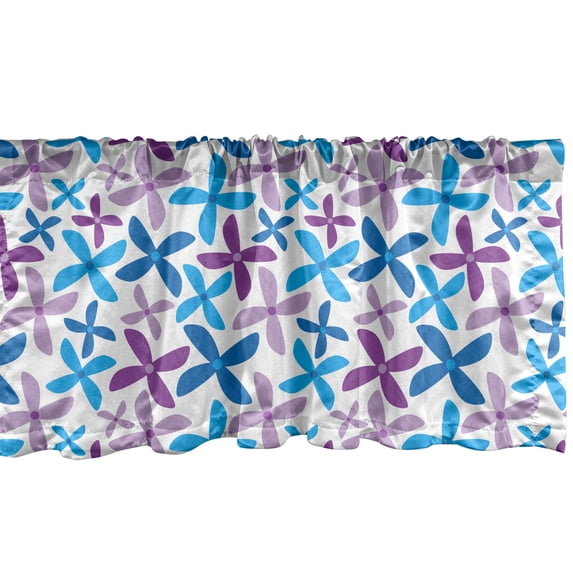 Ambesonne Floral Valance Pack of 2, Abstract Simple Blossoms, 54"X18", Blue Violet