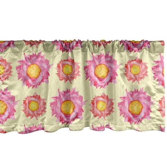Ambesonne Floral Valance Pack of 2, Abstract Watercolor Flowers, 54"X18", Yellow Multicolor