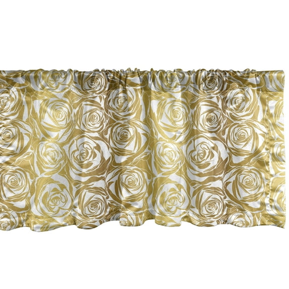 Ambesonne Floral Valance Pack of 2, Dreamy Roses Pattern Modern, 54"X12", Earth Yellow Coffee