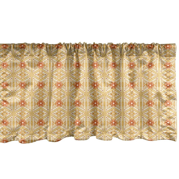 Ambesonne Floral Valance Pack of 2, Orange Bohemian Eastern Art, 54"X18", Orange Vermilion and White