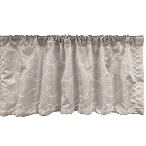 Floral Window Valance Pack of 2, Nude Tone Vintage Victorian Rococo Curlicue Swirly Flower Branches Motif, Rod Pocket Curtain Valances Kitchen Bedroom, 2 Sizes, Cream and Pale Salmon, by Ambesonne
