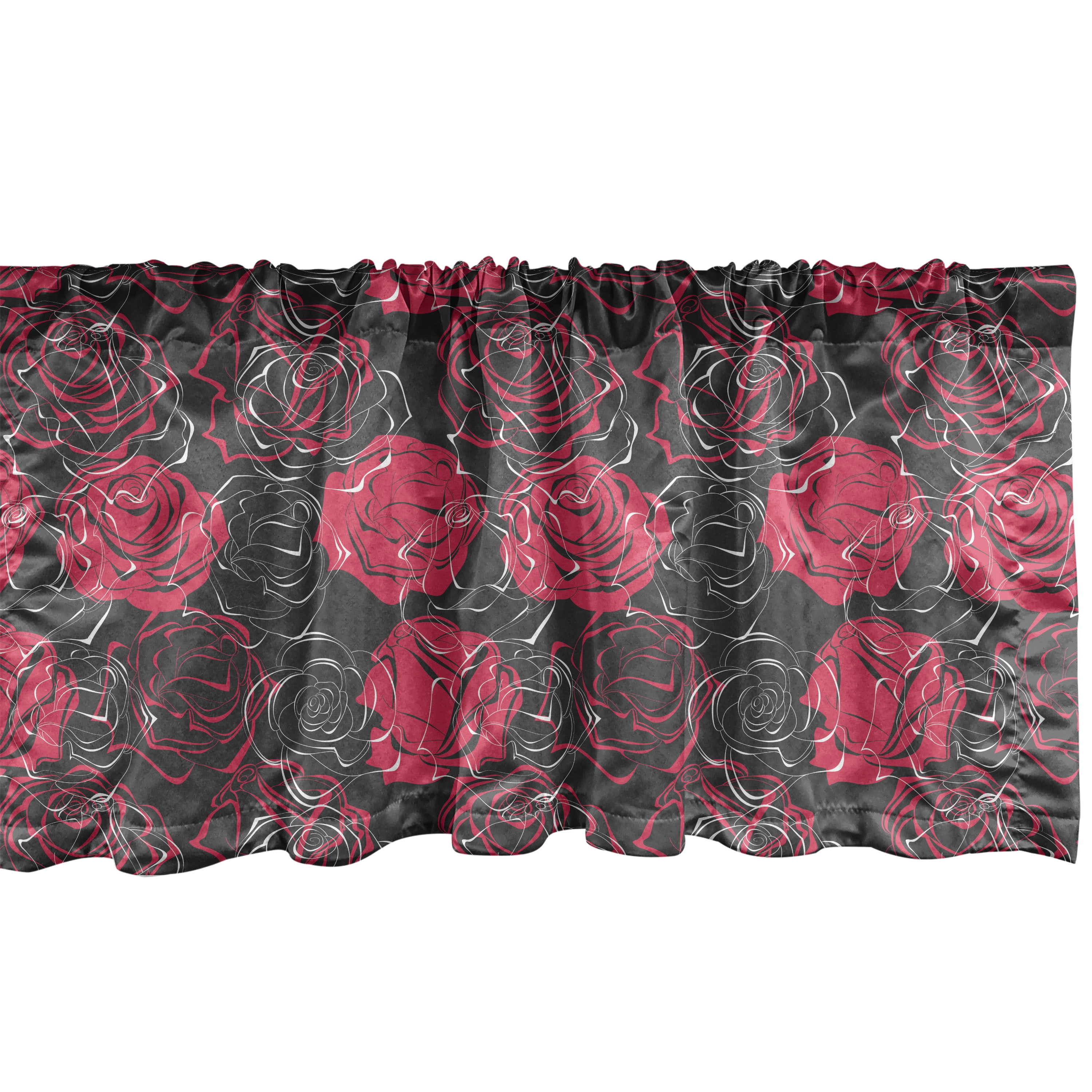 Floral Window Valance Pack of 2, Ombre Style Flourishing Rose Blooms ...