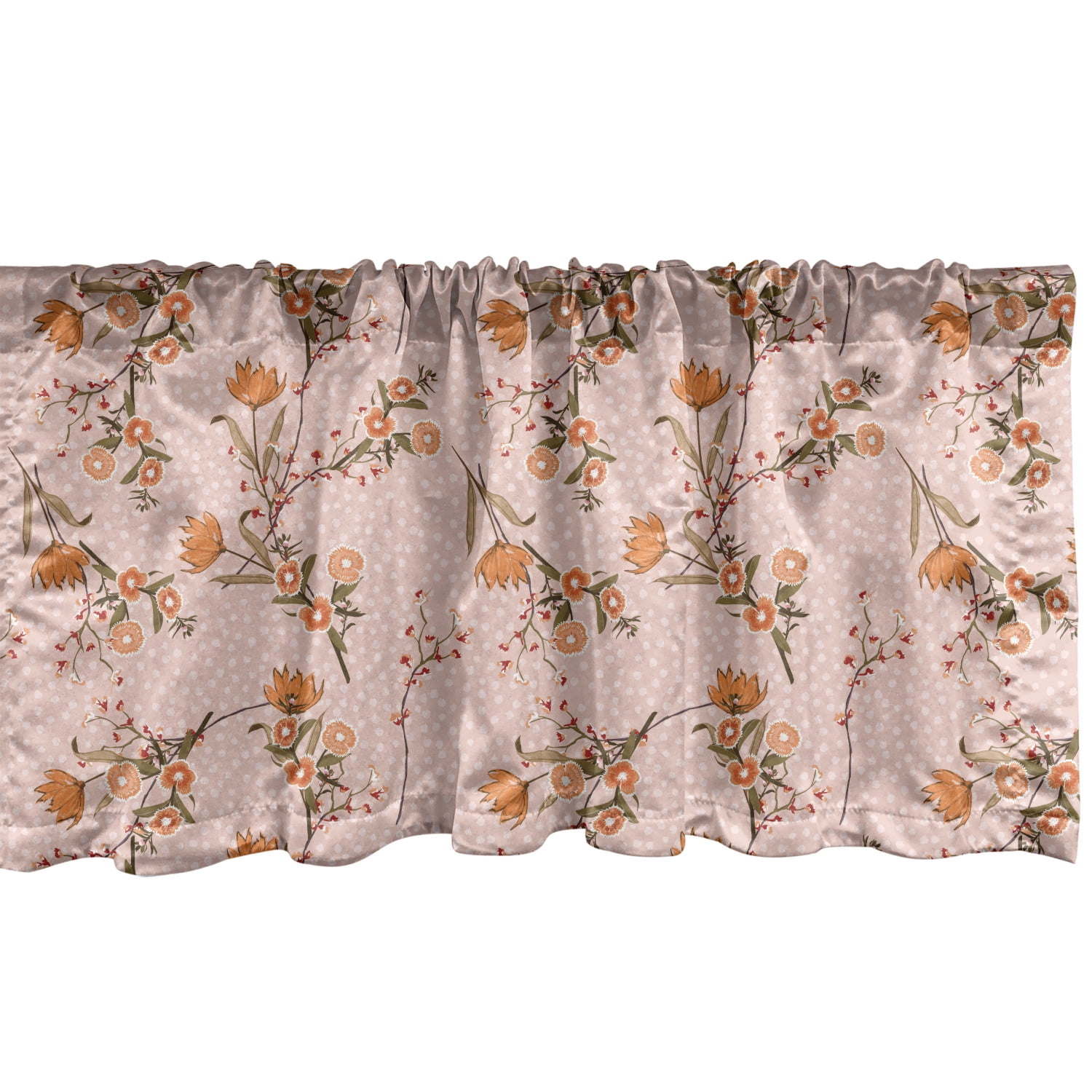 Floral Window Valance Pack of 2, Pastel Romantic Colored Wild Flowers