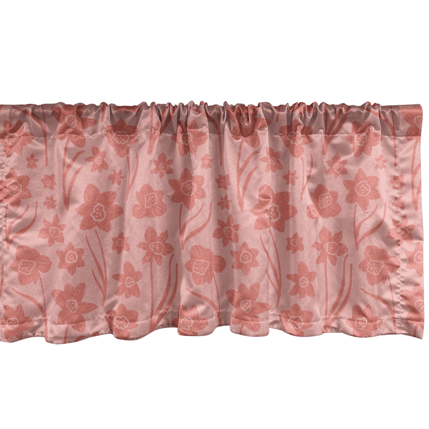 Floral Window Valance Pack of 2, Rhythmic Romantic Simplistic Flowers