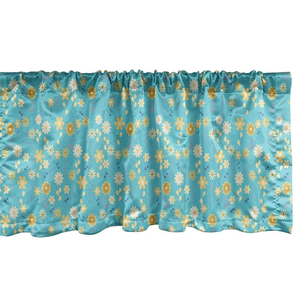Ambesonne Floral Valance Pack of 2, Flowers on Stems, 54"X12", Aqua Multicolor