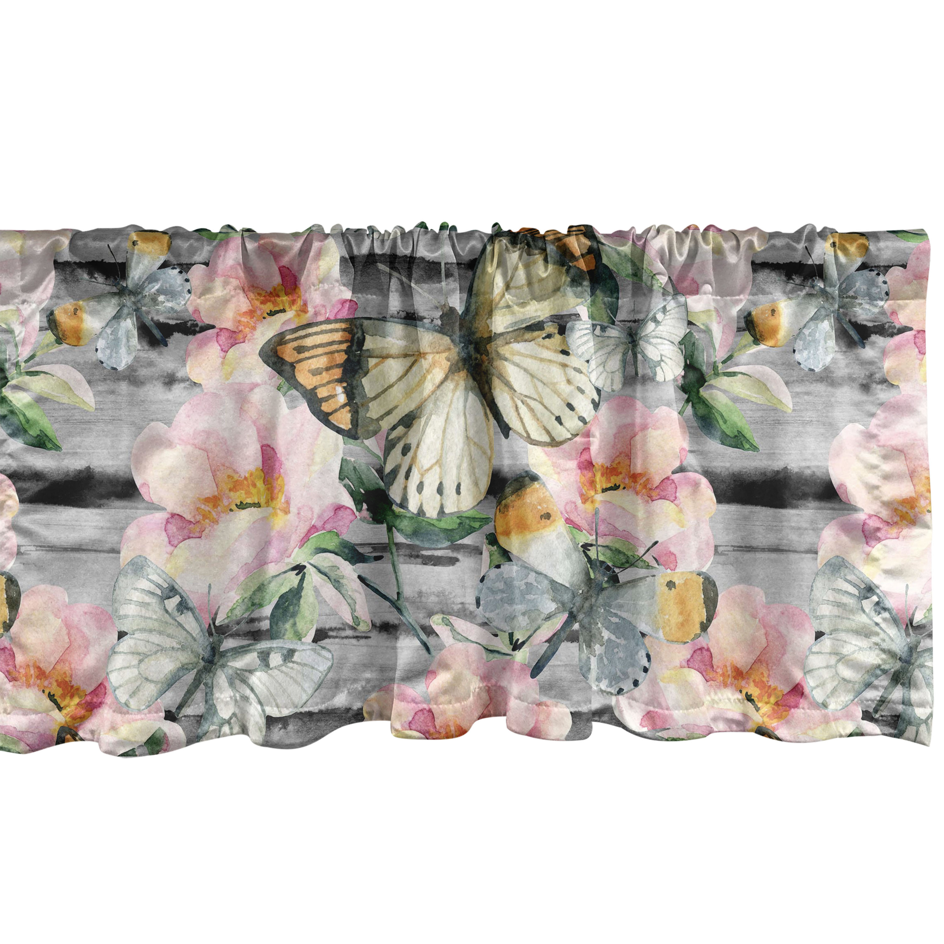 Multi Patterned Valance Floral Window Valance, Pastel Colored Spring Flowers with Watercolor ...