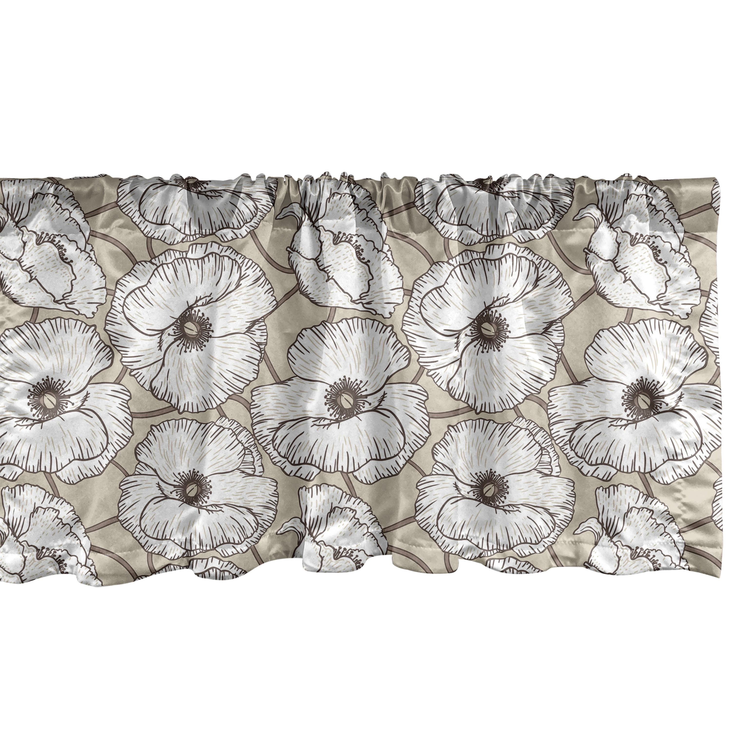 Floral Window Valance, Poppy Flowers with Entangled Branches Pattern in ...