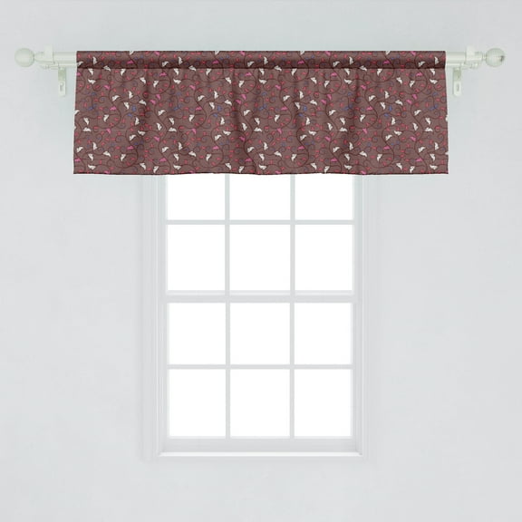 Floral Window Valance, Repeated Branches with Tiny Colorful Leaves, Curtain Valance for Kitchen Bedroom Decor with Rod Pocket, 54" X 18", Pale Redwood Pink, by Ambesonne