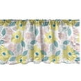 thumbnail image 1 of Floral Window Valance, Repetitive Pastel Spring Flowers and Leaves Arrangement Illustration, Curtain Valance for Kitchen Bedroom Decor with Rod Pocket, 54" X 12", Pastel Yellow Teal Rose, by Ambesonne, 1 of 3