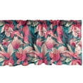 thumbnail image 1 of Floral Window Valance, Retro Wave Realistic Style Drawn Digital Flower Pattern Print Artwork, Curtain Valance for Kitchen Bedroom with Rod Pocket, 54" X 18", Fern Green and Pale Pink, by Ambesonne, 1 of 2