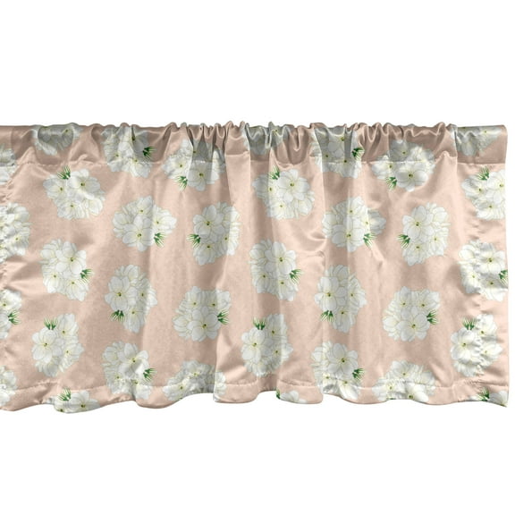 Floral Window Valance, Simplistic Naive Nature Jasminum Sambac Bouquet Repetitive Pattern, Curtain Valance for Kitchen Bedroom Decor with Rod Pocket, 54" X 12", Pale Peach Green, by Ambesonne