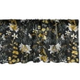 thumbnail image 1 of Floral Window Valance, Summer Meadow Themed Flower Blossoms on Dark Backdrop Botanical Pattern, Curtain Valance for Kitchen Bedroom with Rod Pocket, 54" X 18", Mustard Grey and Black, by Ambesonne, 1 of 2