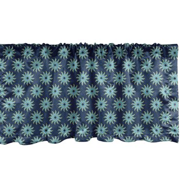 Floral Window Valance, Summer Time Design of Swirling Flowers Diagonally Placed, Curtain Valance for Kitchen Bedroom Decor with Rod Pocket, 54" X 12", Violet Blue Sky Blue, by Ambesonne