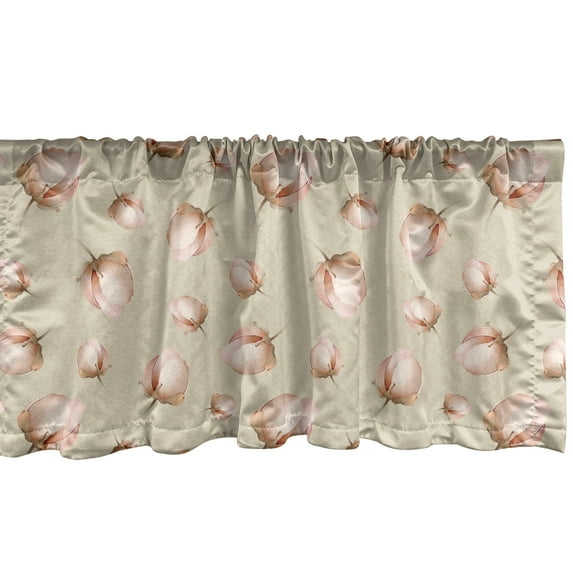 Floral Window Valance, Vintage Roses Pastel Colored Burgeoning Petals Unopened Leaves Artwork, Curtain Valance for Kitchen Bedroom with Rod Pocket, 54" X 18", Tan Blush and Umber, by Ambesonne