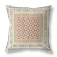 thumbnail image 1 of Floral Windows Indoor/Outdoor Fabric Pillow with Zip in Off White Orange 18x18, 1 of 5