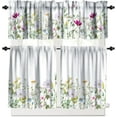 thumbnail image 1 of Floral Windows Valance,Summer Watercolor Forest Flowers Butterfly Print Girls Kids Living Room Kitchen Decorative Curtains Valance 3 Piece Set, 1 of 5