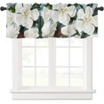 thumbnail image 1 of Floral Windows Valances Curtain White Magnolia Flower Kitchen Valances Rod Pocket Oil Painting Blooming Floral Window Treatment Short Topper Curtains for Kitchen Living Bedroom 1 Panel,54 by 18 inch, 1 of 5