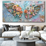 Floral Wing Canvas Wall Art Large Framed Pink & Peach Blossom