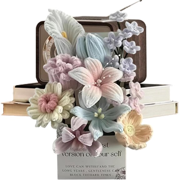 Floral Wire Art Set - Fiber Strands, 1 Count Plush Filaments for Desktop Display, Bendable Coils with Diverse Shades, Handiwork, Sculpting Sticks for Party, Celebration and Festival Project