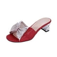 thumbnail image 1 of Floral Women's Farrah Wide Width Rhinestone Bow Slip-On Pretty Ornate Block Heel Sandals, 1 of 6