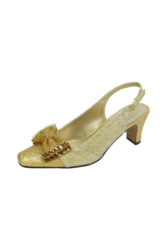 Women's Megan Extra Wide Width Glitter Bow Slingback