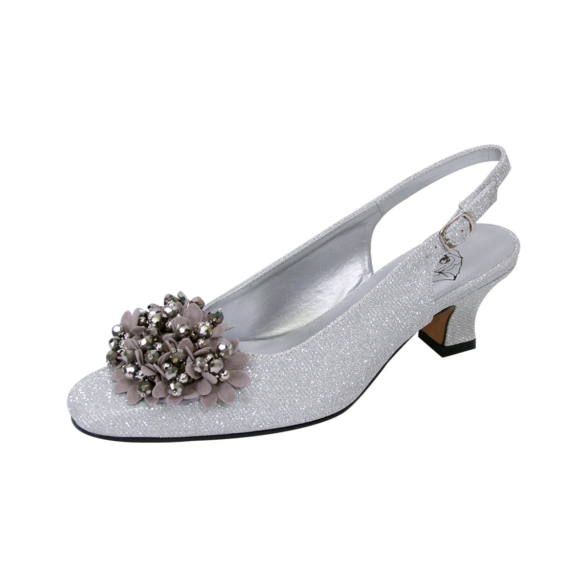 Floral Women's Natalie Extra Wide Width Metallic Flower Bow Slingback