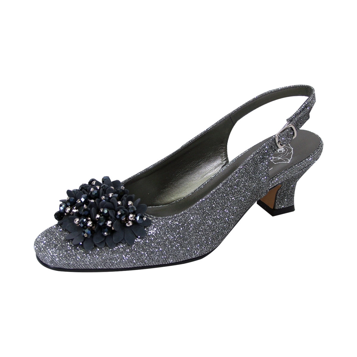 Floral Women's Natalie Extra Wide Width Metallic Flower Bow Slingback