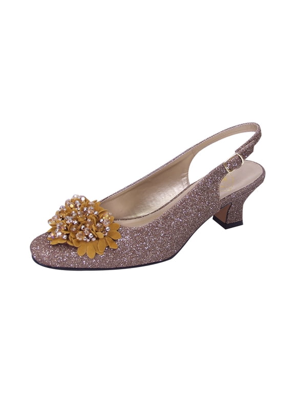 Women's Natalie Extra Wide Width Metallic Flower Bow Slingback