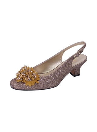 Bronze low best sale heel evening shoes