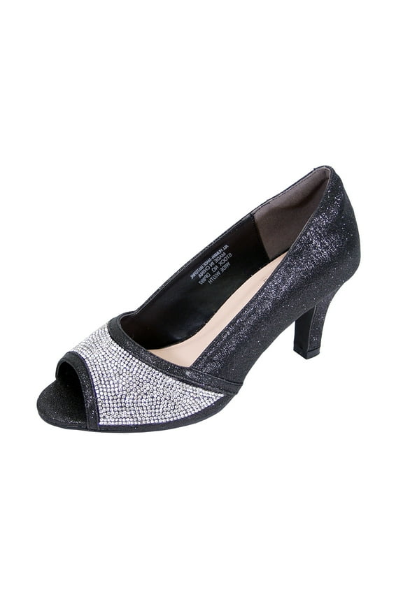 Women's Noemi Extra Wide Width Open-Toe Rhinestone Slip-On Party Heeled Dress Pumps