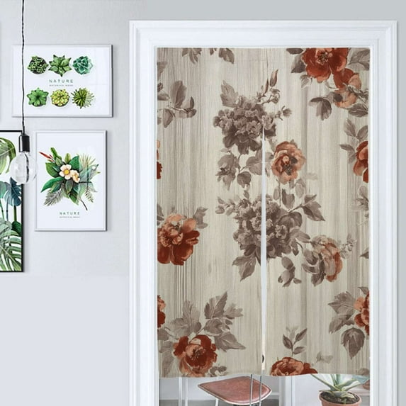Floral Wood Background Pattern Design Door Curtain Nordic Living Room DoorCurtain Porch Partition Curtain Kitchen Rative Half Curtain