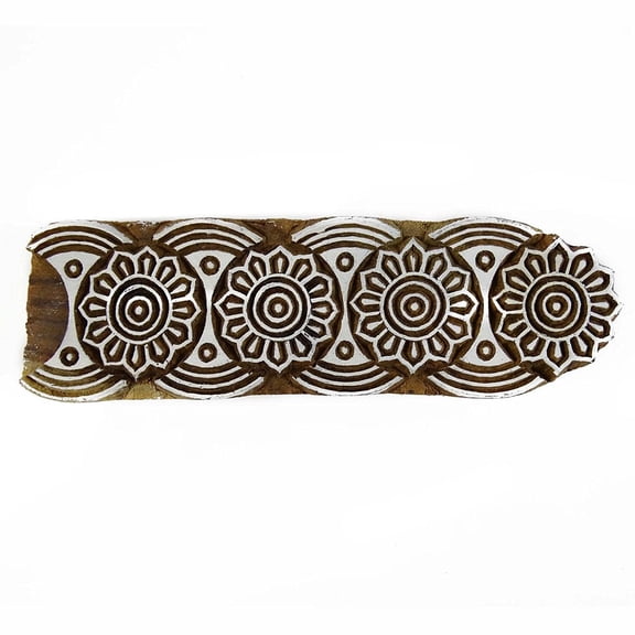 Floral Wood Stamp Handcarved Printing Block Wooden Textile Stamp Block print