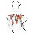 thumbnail image 1 of Floral World Map Apron Bunch of Flower Petals Essence Fragrance Garden Growth Theme Atlas Image, Unisex Kitchen Bib Apron with Adjustable Neck for Cooking Baking Gardening, Multicolor, by Ambesonne, 1 of 3