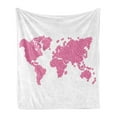 thumbnail image 1 of Floral World Map Soft Flannel Fleece Throw Blanket, Earth Surface Spring Season Flower Garden Motivation Freshness Geography, Cozy Plush for Indoor and Outdoor Use, 50" x 70", Hot Pink, by Ambesonne, 1 of 6