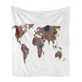 thumbnail image 1 of Floral World Map Soft Flannel Fleece Throw Blanket, Vintage Earth Surface with Blooms Atlas Bohemian Globe Display, Cozy Plush for Indoor and Outdoor Use, 50" x 60", Multicolor, by Ambesonne, 1 of 5