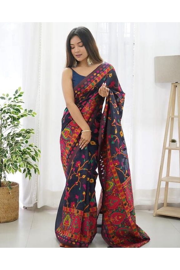 Floral Woven Design Pashmina Jamdani Saree