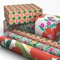 thumbnail image 1 of Floral Wrapping Paper Mini Rolls, 3-Pack (Pink, Orange, Yellow Flowers on Teal, Green and Pink Geometric) for Birthdays, Easter, Mother's Day, Bridal Showers, Any Occasion - 60 Sq. Ft. Total, 1 of 4
