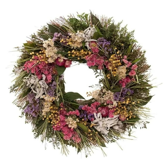 Floral Wreath 19 Inch - All Natural Botanical Sage Wreath for Front Door - Preserved Floral Wall Decor - Handmade Farmhouse Wreath for Wedding & Home Décor