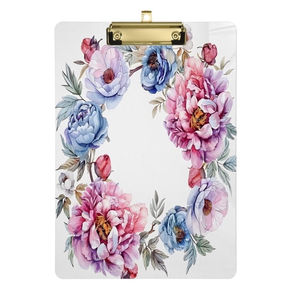 Floral Wreath Acrylic Clipboards A4 Standard Letter Size Clipboard 12.5" X 9" Clip Board for Students Teacher Office