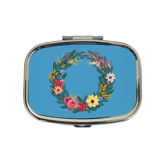 Floral Wreath Border Spring Small Travel Handbag Pill Box Case