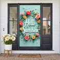 thumbnail image 1 of Floral Wreath Hello Sunshine Banner Pink Flowers Spring Backdrop Yellow Daisies Green Leaves Floral Display for Spring Party Garden Gathering Photo Backdrop, 1 of 9
