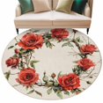 thumbnail image 1 of Floral Wreath Round Area&nbsp;Rug 5ft Blossoming Rose Non-Slip&nbsp;Washable Circle Rugs Soft Felt Indoor Floor Mat for Bedroom Kitchen Living Room Bathroom, 1 of 9